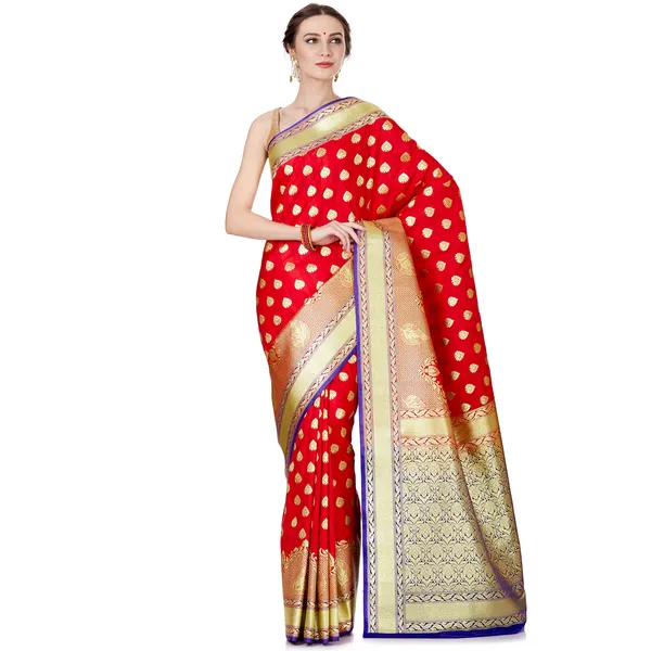 Humairah_Presents_Red_Satin_Silk_Saree_With_Blouse_Piece(JA58)