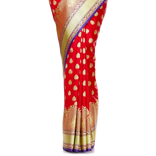 Humairah_Presents_Red_Satin_Silk_Saree_With_Blouse_Piece(JA58)