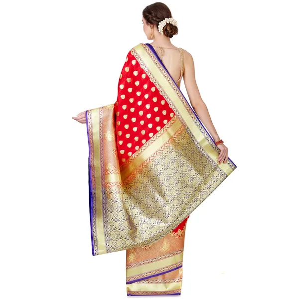 Humairah_Presents_Red_Satin_Silk_Saree_With_Blouse_Piece(JA58)
