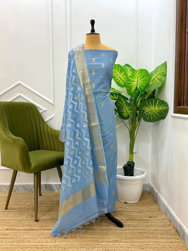Sky_Blue_Pure_Mercerised_Zari_Booti_with_Embroidery_Dupatta_Banarasi_Suit_1100SKL_PME2
