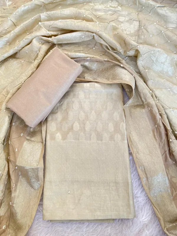 Beige_Cotton_Blend_Leaf_Zari_Booti_Banarasi_Suit_with_Bandhani_Zari_Jaal_Dual_Shade_Dupatta_1325DAN_SBN3