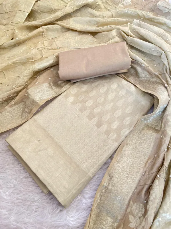 Beige_Cotton_Blend_Leaf_Zari_Booti_Banarasi_Suit_with_Bandhani_Zari_Jaal_Dual_Shade_Dupatta_1325DAN_SBN3