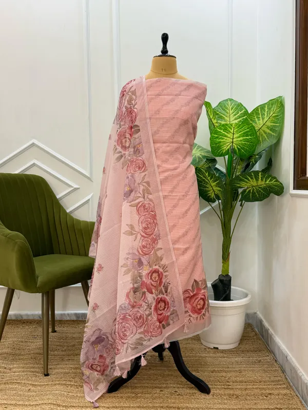 Peach_Kota_check_Aada_Stripe_Digital_Print_Banarasi_Suit_with_Floral_Printed_Dupatta_130PNJ_KCD2