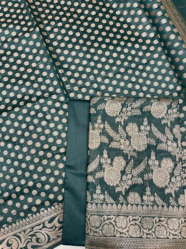 Dark_Green_Cotton_Silk_Boota_Banarasi_3_pcs_Suit_Set_675JVC_108