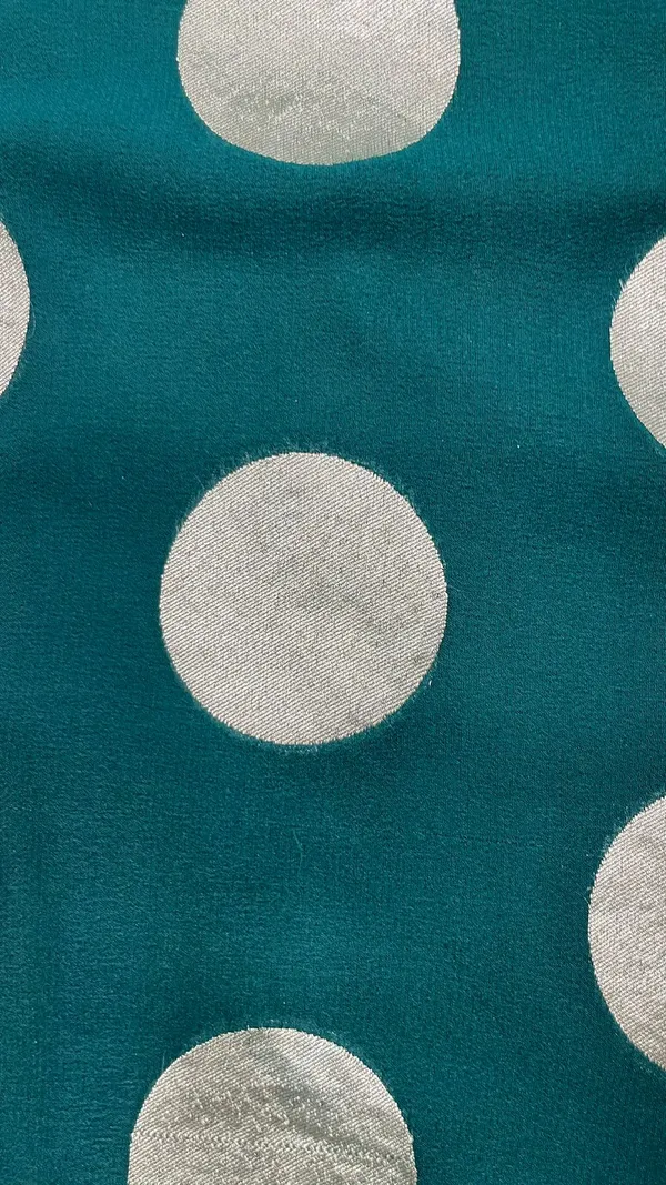 Humairah_Presents_Dark_Green_Katan_Georgette_Polka_Dot_Zari_Boota_with_Banarasi_Pallu_Zari_Border_and_Dark_Green_Blouse