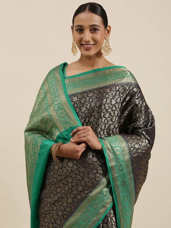 Black_Cotton_Blend_Banarasi_Sarees_For_Women_GECT23