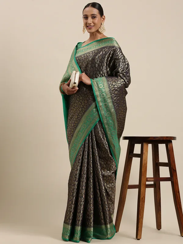 Black_Cotton_Blend_Banarasi_Sarees_For_Women_GECT23