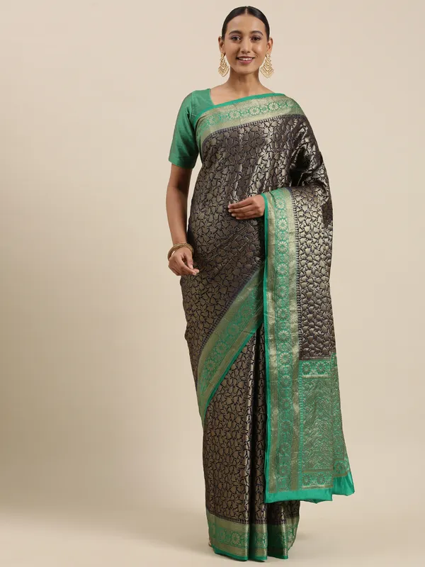 Black_Cotton_Blend_Banarasi_Sarees_For_Women_GECT23