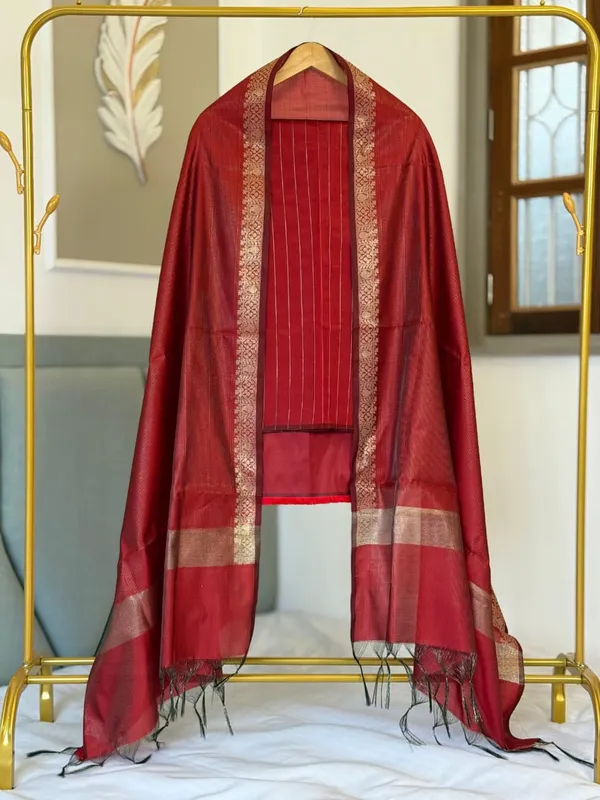 Red_Katan_Silk_Zari_Stripe_Banarasi_Suit_with_Zari_Border_Stripe_Dupatta_600SKL_KST4