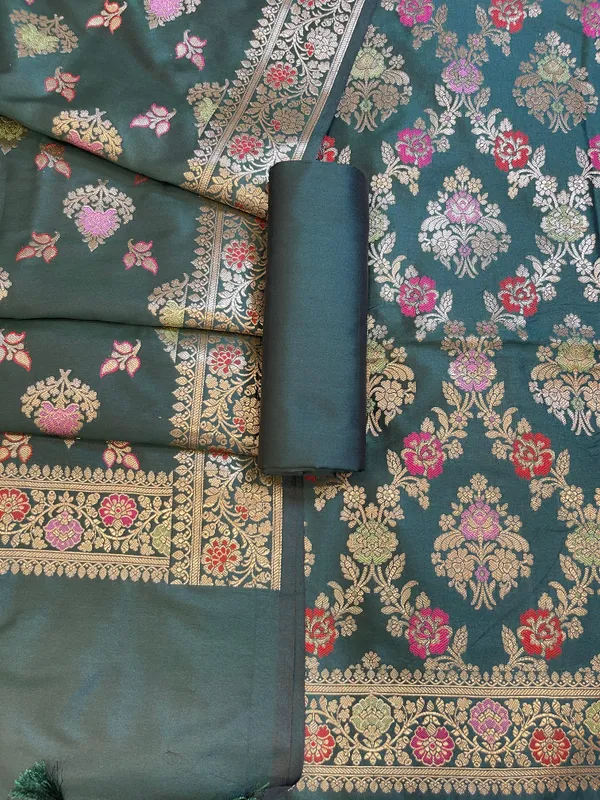 Dark_Green_Semi_Silk_Alfi_Minakari_Zari_Jaal_Banarasi_Suit_1000AJ_SSLK13