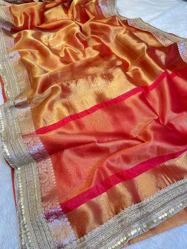 Light_Gold_Tissue_Silk_Contrast_Red_Pallu_Banarasi_Saree_with_Lace_work_Border_BFS_TL3