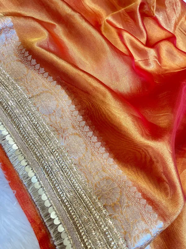 Light_Gold_Tissue_Silk_Contrast_Red_Pallu_Banarasi_Saree_with_Lace_work_Border_BFS_TL3