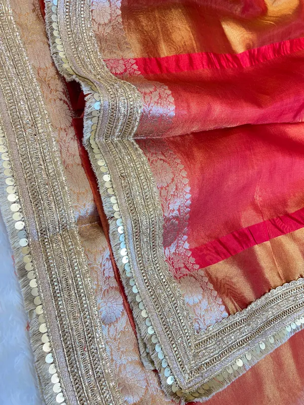 Light_Gold_Tissue_Silk_Contrast_Red_Pallu_Banarasi_Saree_with_Lace_work_Border_BFS_TL3