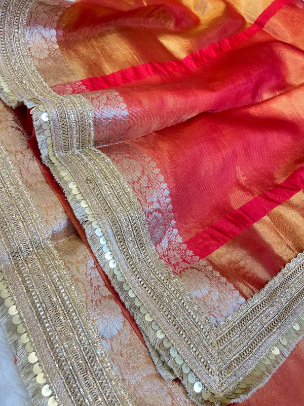 Light_Gold_Tissue_Silk_Contrast_Red_Pallu_Banarasi_Saree_with_Lace_work_Border_BFS_TL3