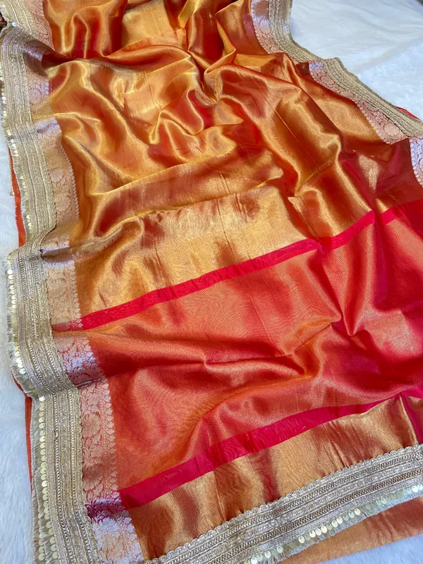 Light_Gold_Tissue_Silk_Contrast_Red_Pallu_Banarasi_Saree_with_Lace_work_Border_BFS_TL3
