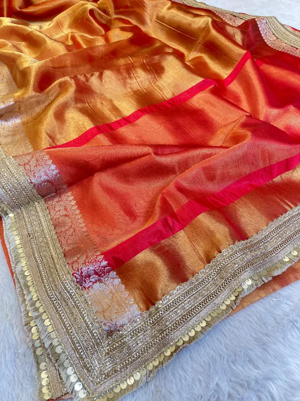 Light_Gold_Tissue_Silk_Contrast_Red_Pallu_Banarasi_Saree_with_Lace_work_Border_BFS_TL3