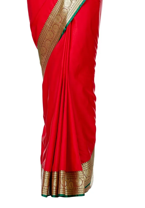 Humairah_Presents_Red_Satin_Silk_Saree_With_Blouse_Piece(JA11)