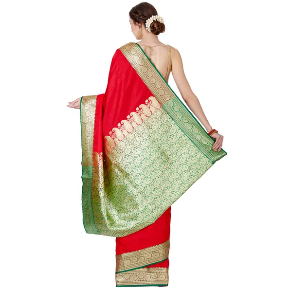 Humairah_Presents_Red_Satin_Silk_Saree_With_Blouse_Piece(JA11)