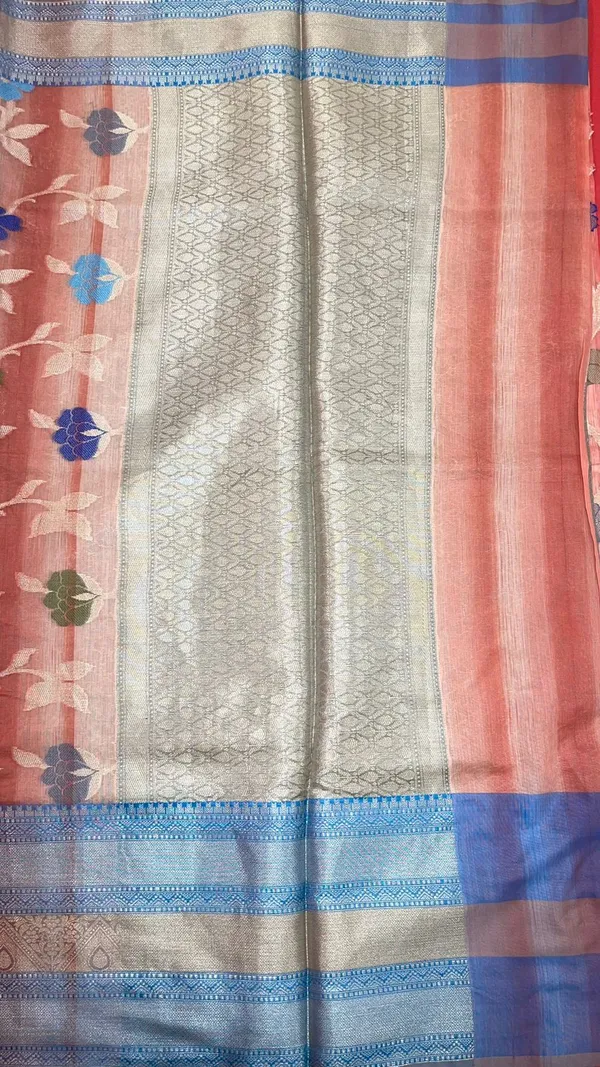 Peach_Matka_Silk/Silk_Blend_Banarasi_Sarees_For_Women_GEMTKSLK_197