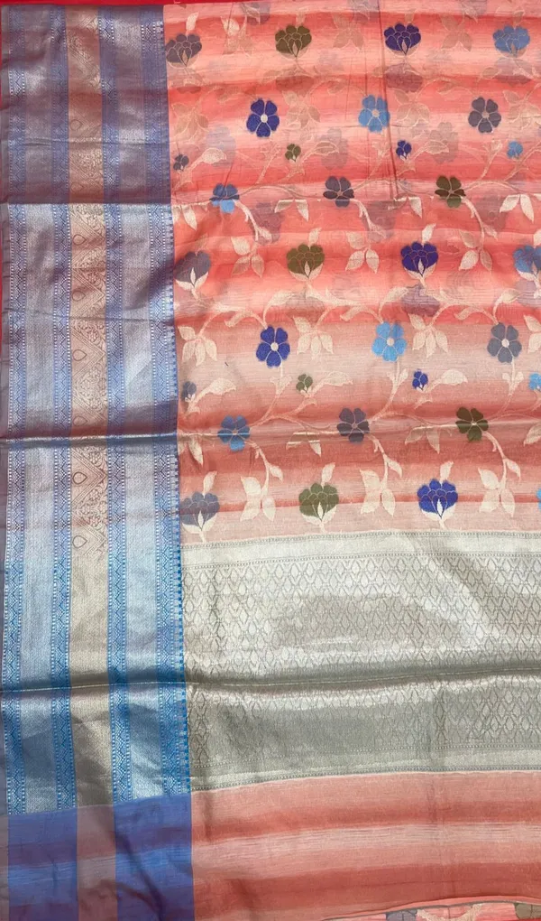 Peach_Matka_Silk/Silk_Blend_Banarasi_Sarees_For_Women_GEMTKSLK_197