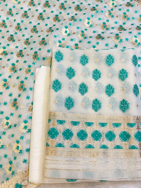 White_Pure_Cotton_Dyable_Floral_Seagreen_Minakari_Zari_Booti_Banarasi_Suit_160AJ_PCTN14