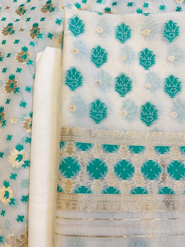 White_Pure_Cotton_Dyable_Floral_Seagreen_Minakari_Zari_Booti_Banarasi_Suit_160AJ_PCTN14