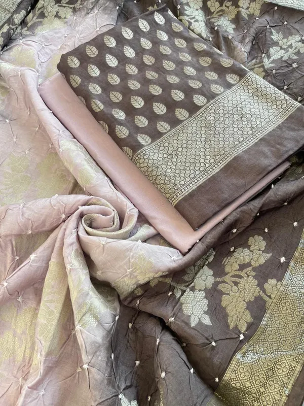 Brown_Cotton_Blend_Leaf_Zari_Booti_Banarasi_Suit_with_Bandhani_Zari_Jaal_Dual_Shade_Dupatta_1325DAN_SBN2