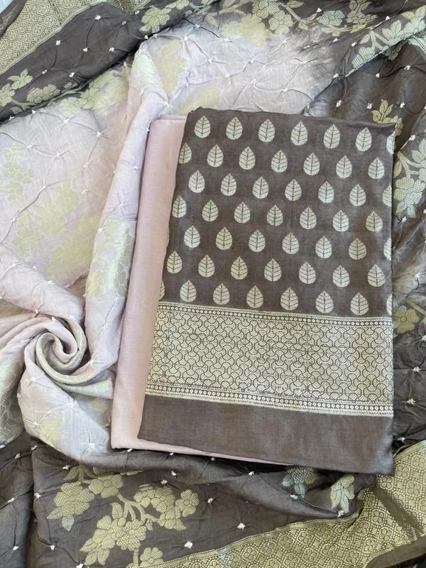 Brown_Cotton_Blend_Leaf_Zari_Booti_Banarasi_Suit_with_Bandhani_Zari_Jaal_Dual_Shade_Dupatta_1325DAN_SBN2