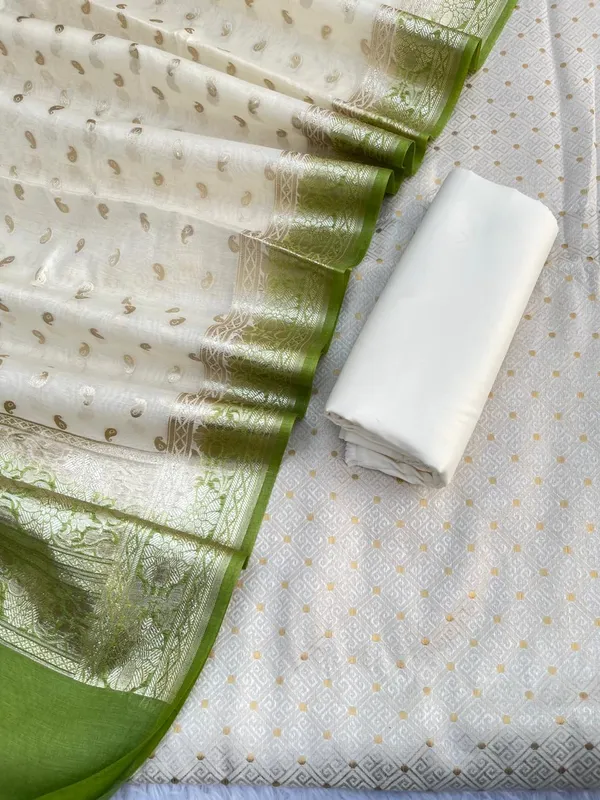 Off_white_resham_weave_Banarasi_Suit_&_Lorex_Contrast_Border_Mehndi_Green_Dupatta_1200SKL_BM2