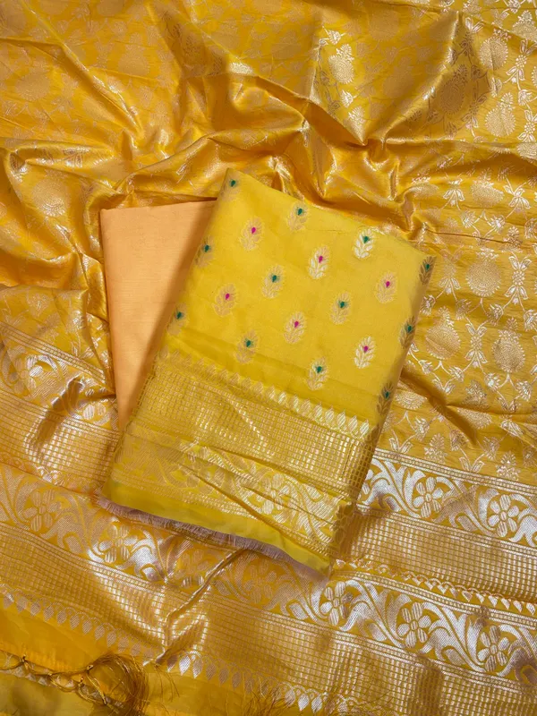 Yellow_Butter_Silk_Zari_Mina_Booti_Banarasi_3_pcs_Suit_Set_600SKL_BS16