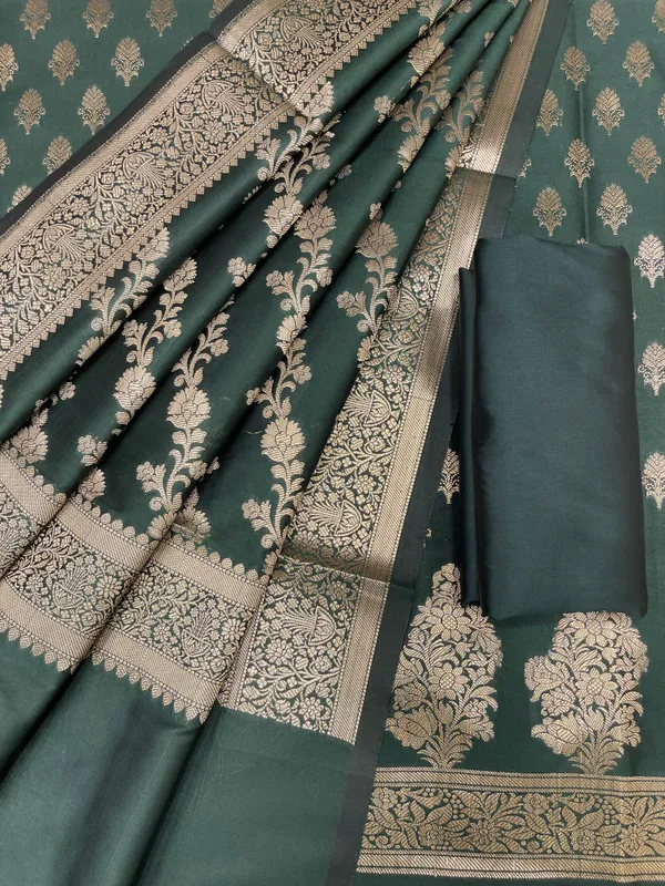 Dark_Green_Katan_Silk_Zari_Border_Banarasi_3_pcs_Suit_Set_800JD_KB5