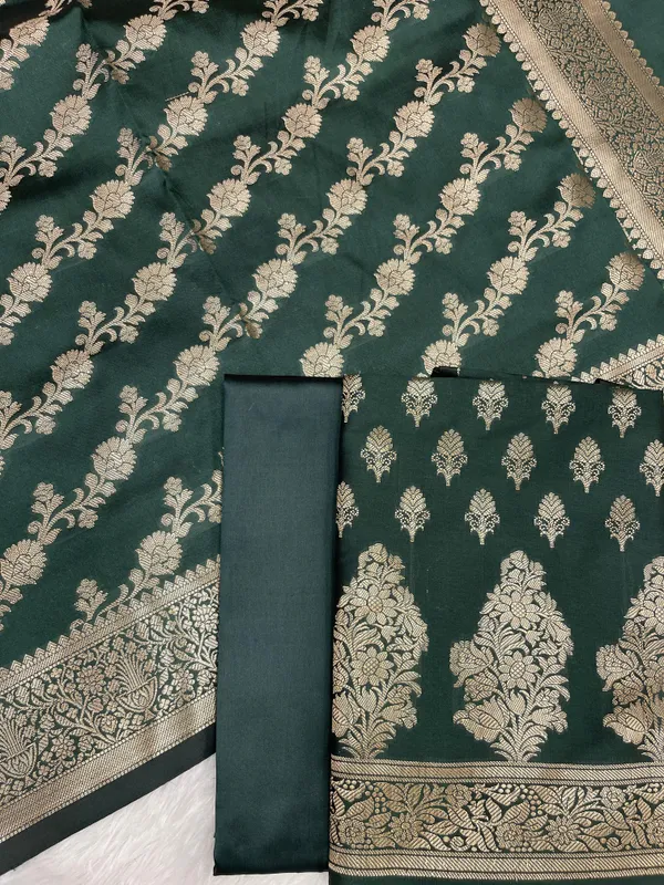 Dark_Green_Katan_Silk_Zari_Border_Banarasi_3_pcs_Suit_Set_800JD_KB5