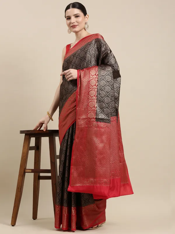 Black_Cotton_Blend_Banarasi_Sarees_For_Women_GECT26