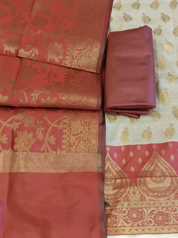 Tussar_Cotton_Floral_Zari_Booti_with_Contrast_Maroon_Silk_Border_Banarasi_Suit_525IM_CTN1