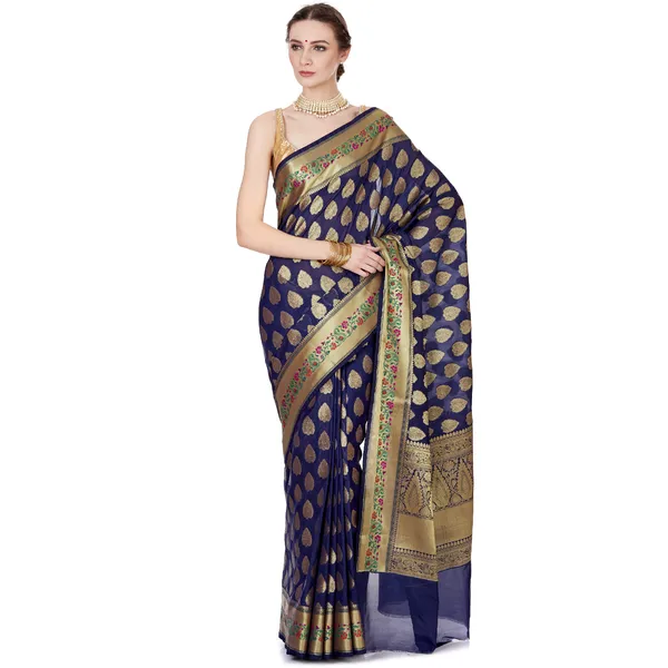Humairah_Presents_Navy_Blue_Satin_Silk_Saree_With_Blouse_Piece(JA24)