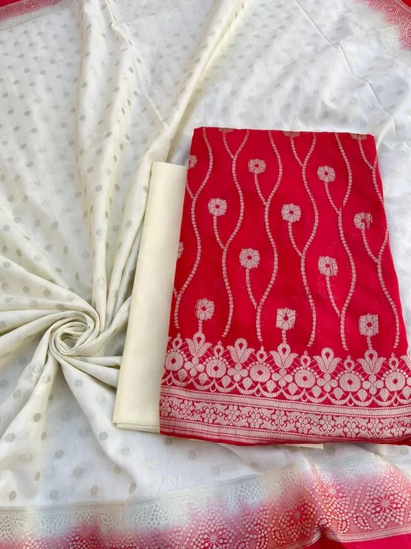 Red_Chiffon_Georgette_Banarasi_Suit_with_Contrast_Border_Zari_Booti_Off_white_Dupatta_1250DAN_CF2