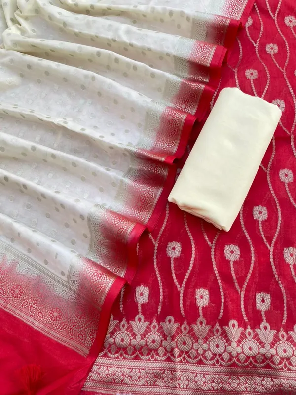 Red_Chiffon_Georgette_Banarasi_Suit_with_Contrast_Border_Zari_Booti_Off_white_Dupatta_1250DAN_CF2