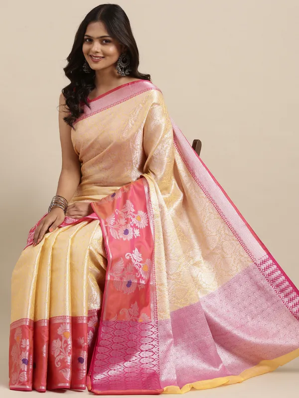 Yellow_Kanjeevaram_Banarasi_Sarees_For_Women_GEMA5