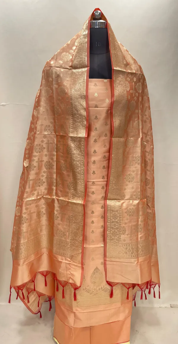 Peach_Semi_Katan_Silk_Handloom_Banarasi_3_pcs_Suit_Set_MUB_SK11