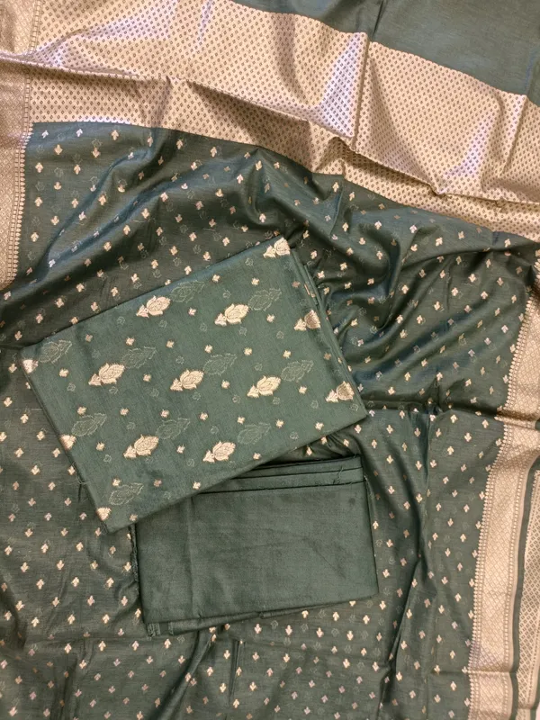 Dark_Green_Mercerise_Silk_Floral_Zari_Booti_with_Chunri_Booti_Dupatta_Banarasi_Suit_11SKL_CMS3