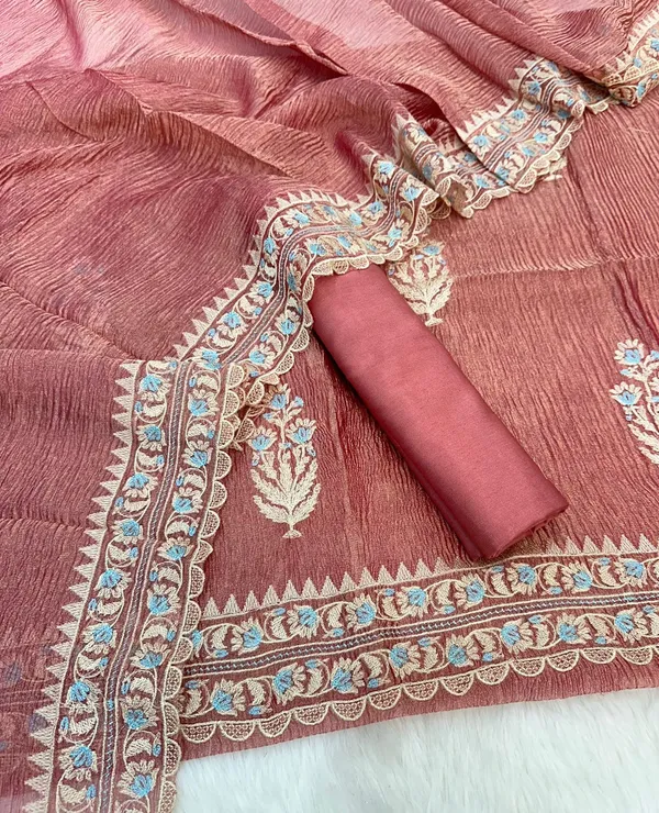 Dark_Peach_Tissue_Silk_With_Embroidery_Crush_Dupatta_Banarasi_Set_Skl_Tsu8