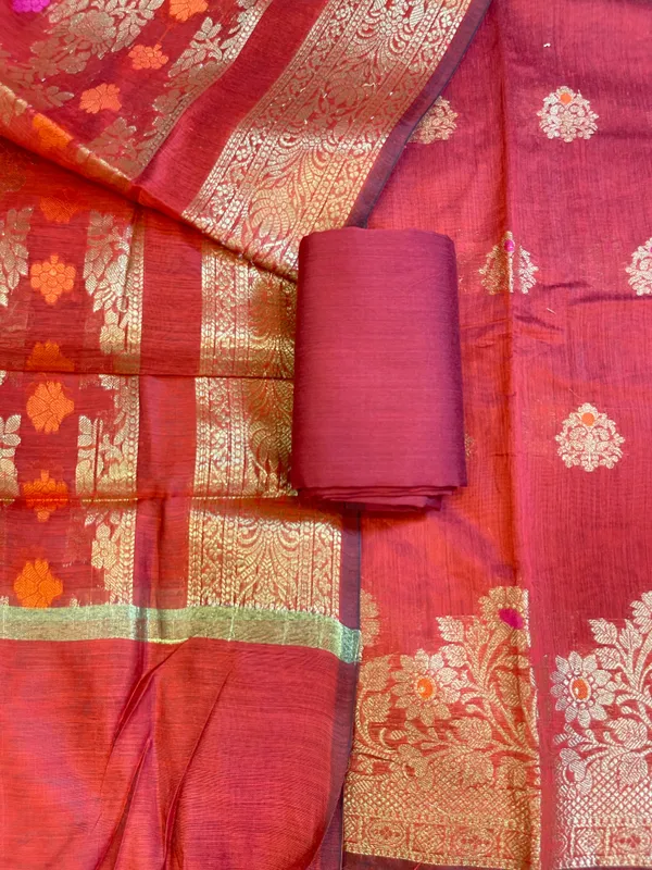 Red_Cotton_Floral_Resham_Mina_Zari_Booti_Banarasi_Suit_with_Stripe_Resham_Zari_Dupatta_600SKL_CTN1