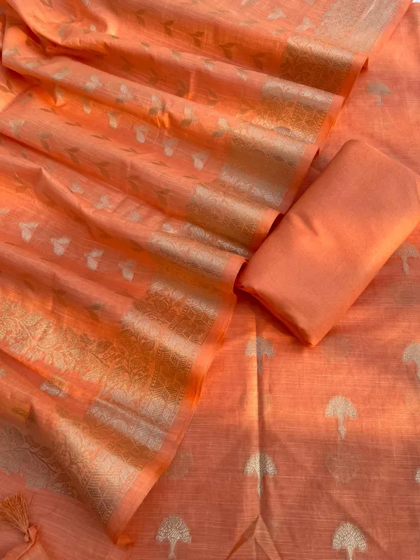 Orange_Cotton_Linen_Floral_Zari_Booti_Banarasi_Suit_with_Patti_Booti_Dupatta_120DAN_CL10