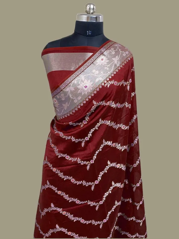 Maroon_Semi_Chiniya_Silk_Meenakari_Aada_Zari_Jaal_Zari_Border_Banarasi_Saree_115AM_SC3