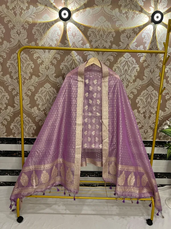 Lavander_Tissue_Silk_Zari_Booti_Banarasi_Suit_with_Polka_dot_traditonal_Border_Dupatta_1500ASG_TSU1