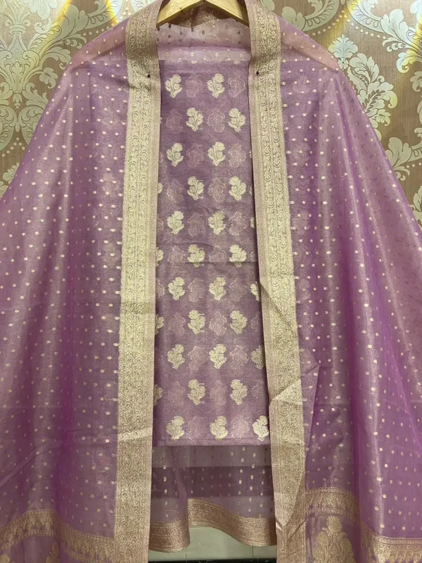 Lavander_Tissue_Silk_Zari_Booti_Banarasi_Suit_with_Polka_dot_traditonal_Border_Dupatta_1500ASG_TSU1