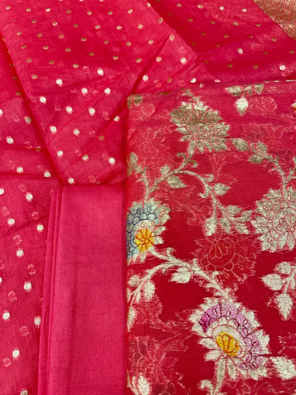 Pure_Mercerised_Pink_Floral_Minakari_Handbrush_Jaal_With_Chunri_Booti_Dupatta_Skl_Pmh4