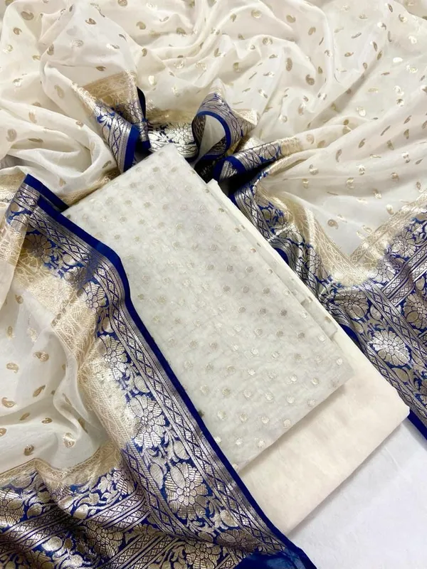 Offwhite_Pure_Mercerised_Lorex_weave_Contrast_Blue_Dupatta_Banarasi_Suit_1200SKL_PM22