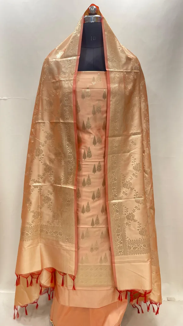 Peach_Semi_Katan_Silk_Handloom_Banarasi_3_pcs_Suit_Set_MUB_SK7