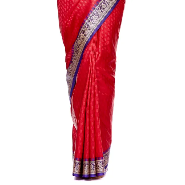 Humairah_Presents_Red_Satin_Silk_Saree_With_Blouse_Piece(JA5)